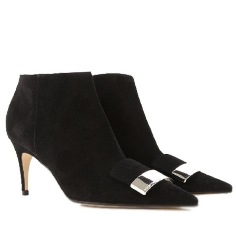 Sergio Rossi SR1 Ankle Boots 75mm In Black Suede  RB353